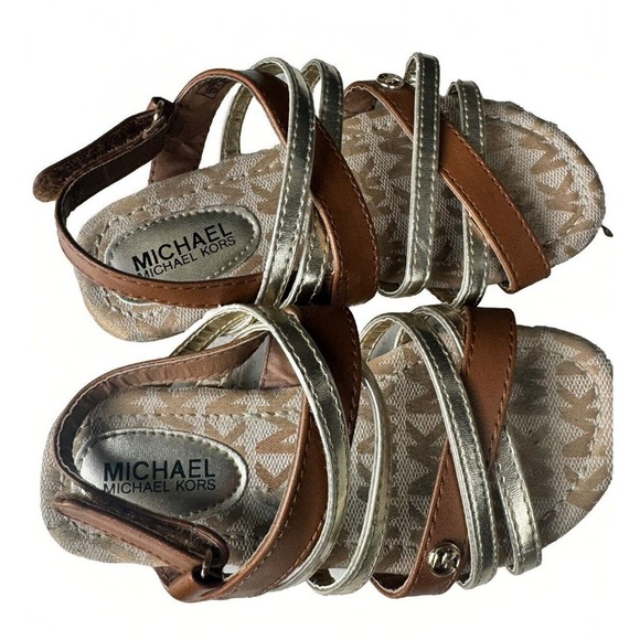 Michael Kors Baby‎ Girl Sandals Brown & Gold Size 10 Pre-owned - Picture 9 of 10
